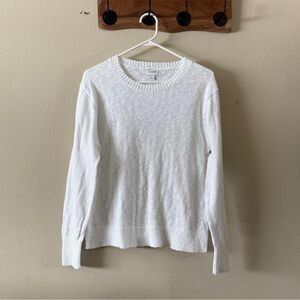 J. Crew White Cotton Blend Textured Knit Crewneck Pullover Beach Sweater size S